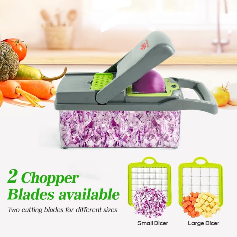 ZARIN 16‑in‑1 Vegetable Chopper & Slicer – Multi-Function Kitchen Gadget for Onions, Fruits & Vegetables – Mandoline Slicer with Interchangeable Blades for Easy Meal Prep - Image 7