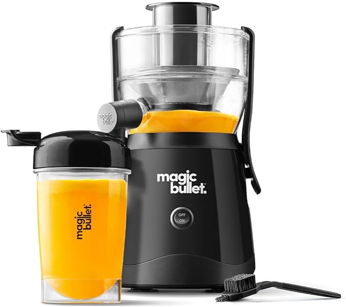 magic bullet Mini Juicer, Countertop Space-Saving, 2" Feed Chute for Fruits and Vegetables, 400W, 16oz Cup, Compact Design, Black, MBJ50100AK