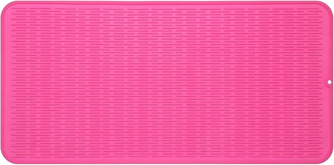 MicoYang Silicone Dish Drying Mat for Multiple Usage,Easy clean,Eco-friendly,Heat-resistant Silicone Mat for Kitchen Counter or Sink,Refrigerator or Drawer Liner Rose 5XL 36inches x 18inches