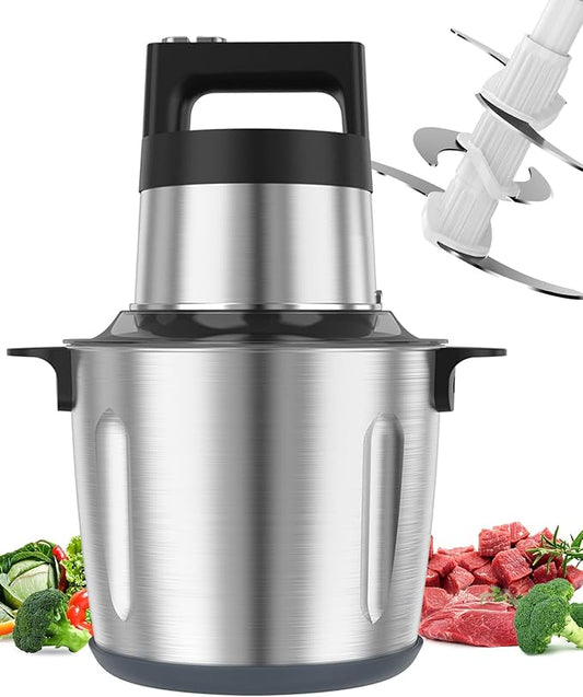 1500W Food Processor, 24 Cup Electric Food Chopper Meat Grinder with 2-Speed, Tri-Level 6 Blades, Stainless Steel Bowl For Vegetable, Nuts, Onion, Garlic, Baby Food & Family Use