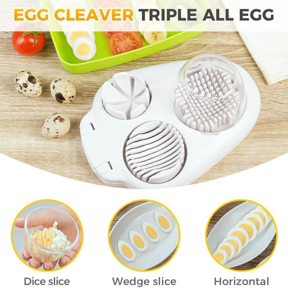 3 in 1 Egg Slicer for Hard Boiled Eggs, 2025 New Egg Cutter, Multifunction Dicer for Strawberry, Mushroom, Grape, Cherry, Tomato, Etc, Durable Kitchen Cutter (1)