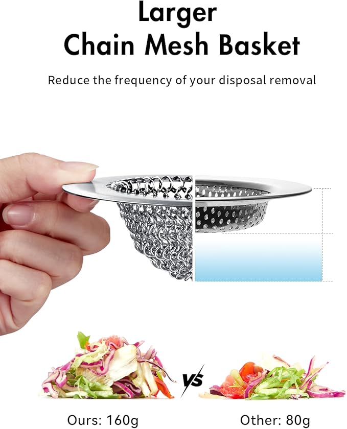 wokdada 4 PCS Kitchen Sink Drain Strainer, Flippable Mesh Sink Strainer, 304 Stainless Steel Sink Screen, Easy Clean Large Basket Strainer, Anti-Clog Garbage Disposal Cover Fit for Standard Sink Drain