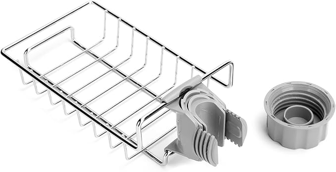 Fafeicy Faucet Rack Sink Hanging Storage Rack Stainless Steel Faucet Clip Drain Shelf Dish Cloth Organizer