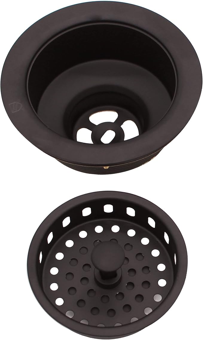 Westbrass A2165-12 4-1/4" OD Post Style Large Kitchen Basket Strainer with Waste Disposal Flange and Stopper Drain Set, Oil Rubbed Bronze