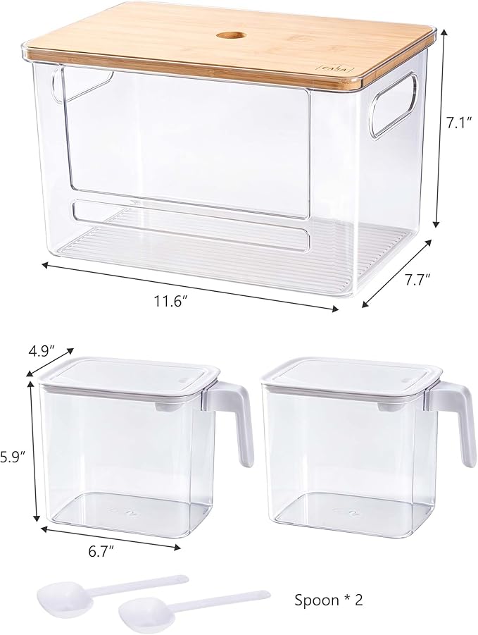 iCASA Trash Bag Dispenser Organizer - Large 3 in 1 Garbage Bag Dispenser Holder Dishwasher Pods Container, Clear Under Kitchen Sink Organizer, 2pcs Laundry Detergent Pods Storage Box with Handle