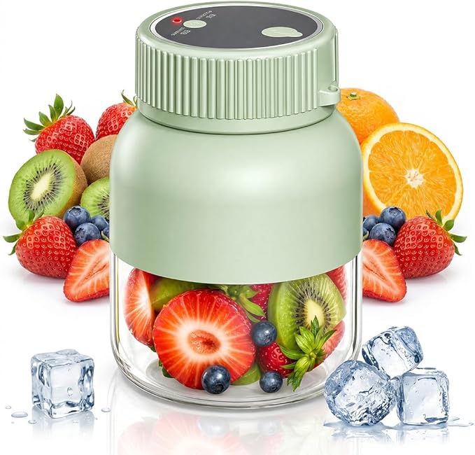 Portable Wireless Juicer Cup, 2026 Upgraded 28 Oz Electric Juicer Cup with 38-Blades, Dual Lid Compact Travel Drinking Cup, Rechargeable USB-C Personal Blender for Fruits & Vegetables (Green)