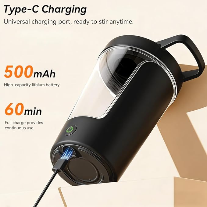 Electric Shaker Bottle, Blender Bottles For Protein Mixes, USB-C Rechargeable 12 oz, Portable Mixer Cup for Shakes and Meal Replacements