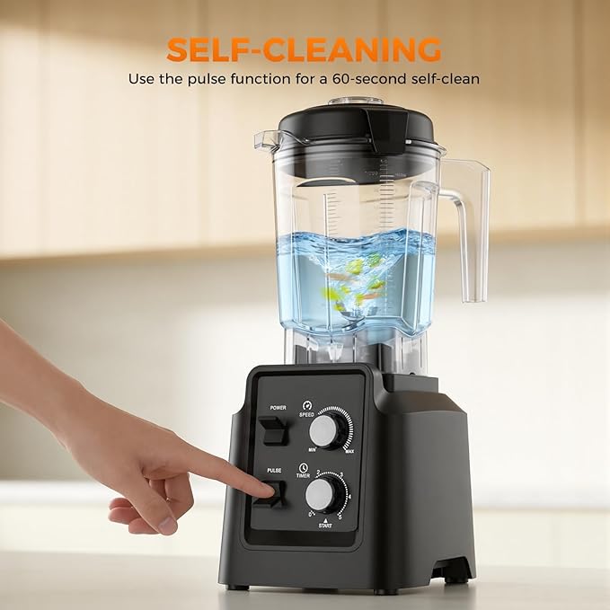 Blender, 1800W Blender with Grinder - 6-Blade Professional Smoothie Blenders for Kitchen, Crushes Ice, Self-Cleaning, 68oz & 27oz Jars Dishwasher Safe, for Baby Food, Nut Butter