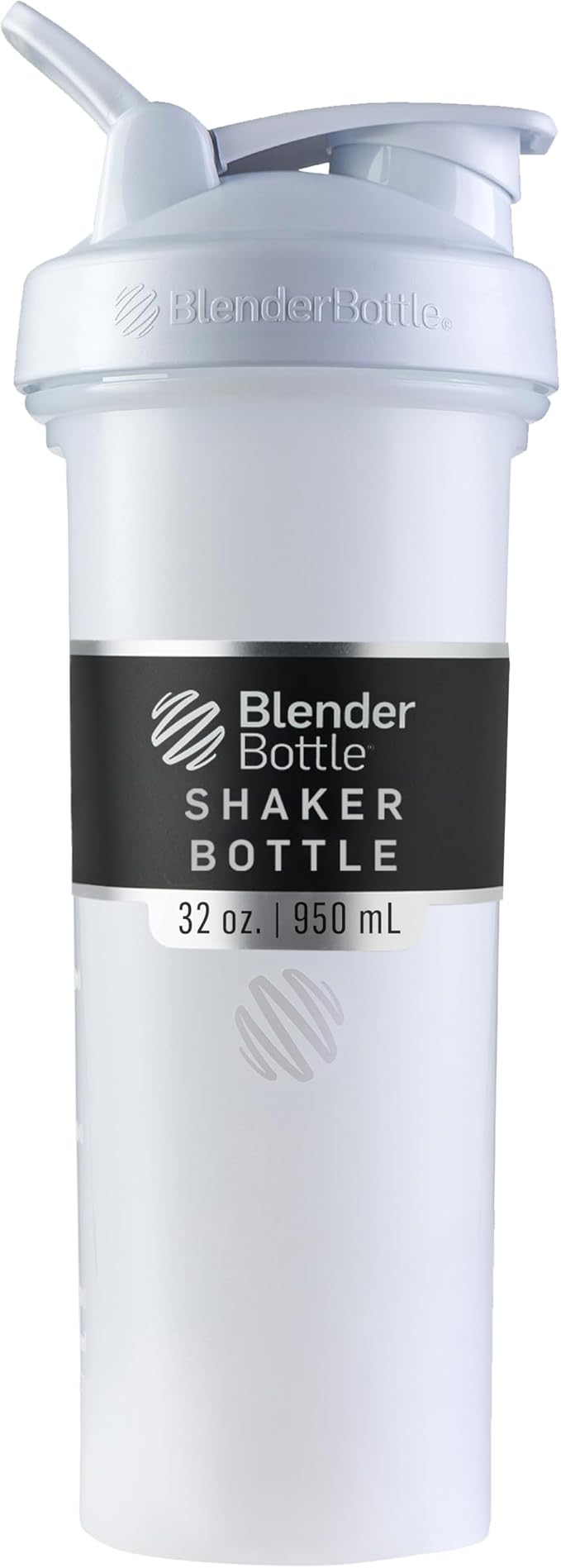 BlenderBottle Classic V2 Shaker Bottle Perfect for Protein Shakes and Pre Workout, 32-Ounce, White