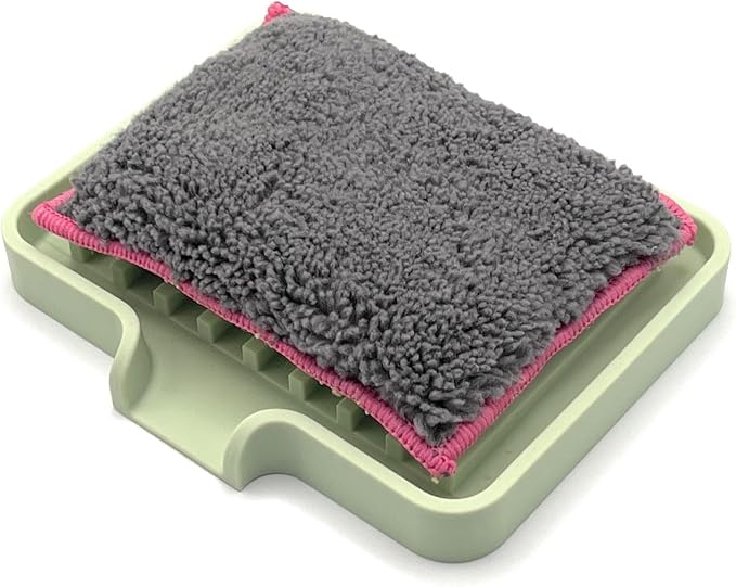 Silicone Soap Dish Tray and Sponge Holder with Drain Chute, Rectangular, Kitchen and Bathroom Sink Organizer (Pistachio, 5.2"x4" (Set of 2), 7.2 Ounces)