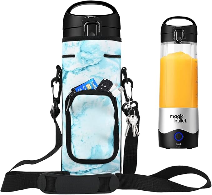 Portable Blender Carrying Case Bag for Magic Bullet Portable Blender (MBPB50100 MBPB50100W MBPB50100FP MBPB50100AK), Storage Bag for blender with Shoulder Strap and Pocket (Marble Blue)