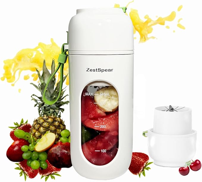 Portable Blender USB Rechargeable, Personal Size Blender for Shakes and Smoothies, Strong Cutting Power with 12 Blades, for Smoothies Shakes Baby Food and Proteins - Home Office Gym Sports and Travel