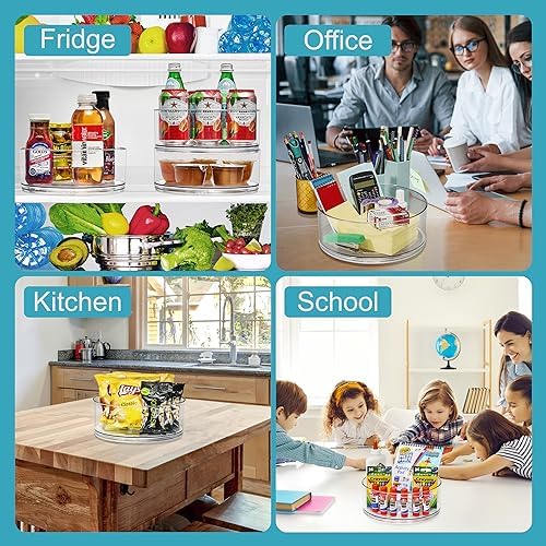 Lazy Susan Organizer, Clear Turntable Organizer (Tall 2 Pack)
