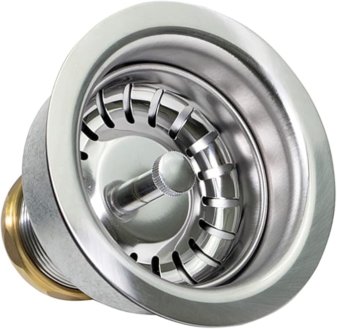 Highcraft 9754 Kitchen Sink (3-1/2 Inch) Stainless Steel Drain Assembly With Strainer Basket and Snaplock Stopper Long Extended Shank (3-3/4 Inch)