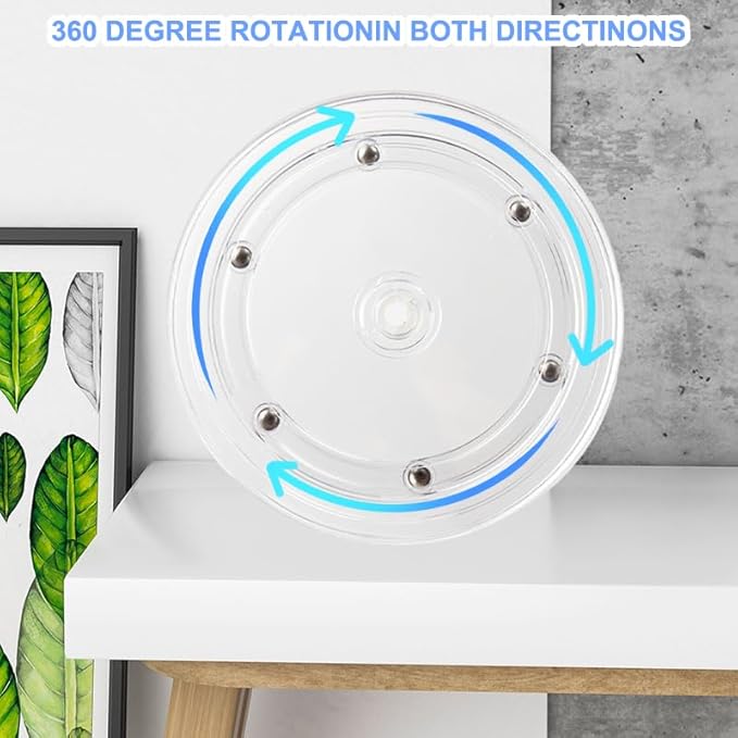 8Inch Lazy Susan Turntable Organizer, Clear 360 Degree Rotation Round Turntable, Lazy Susan for Kitchen Table Spice Rack Cake Table Pantry Kitchen Decoratin