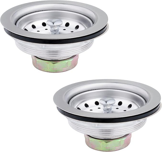 2-Pack Kitchen Sink Basket Strainer and Stopper, Chrome Plated