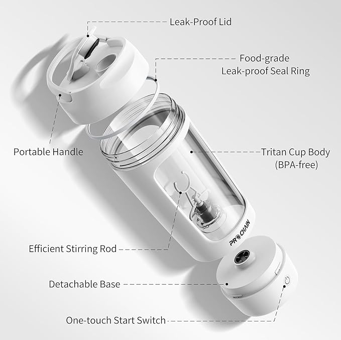 PROCHAIN Electric Protein Shaker Bottle, Shaker Cups for Protein Shakes, Portable Mixer Cup for Sports Nutrition, BPA-Free Tritan, 22oz