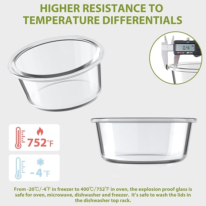 Freshmage 12oz Glass Meal Prep Containers, 1.5 Cup Food Storage Container with Lid Airtight, BPA-Free, Borosilicate Glass Soup Container for Leftovers, Microwave Oven Dishwasher&Freezer Safe (4 Pack)