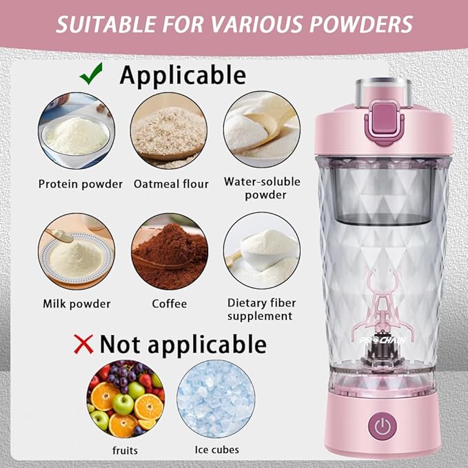 PROCHAIN Electric Protein Shaker Bottle, Protein Shakes Mixer, Portable Pre Workout Self Mixing Cup, Made with BPA-Free Tritan, 22oz