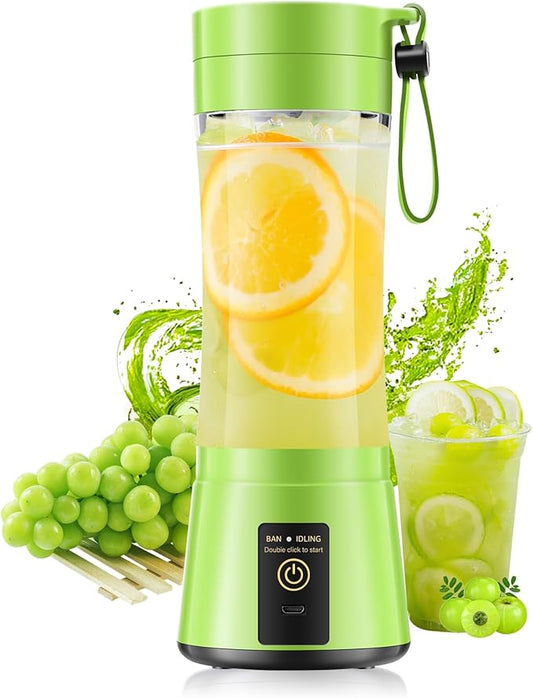 Cordless Portable Blender for Smoothies & Shakes - Personal Size Blender Lightweight & Rechargeable, 380Ml BAP Free Juice Cup with 6 Blades, Freshly Squeezed for Sports/Picnic