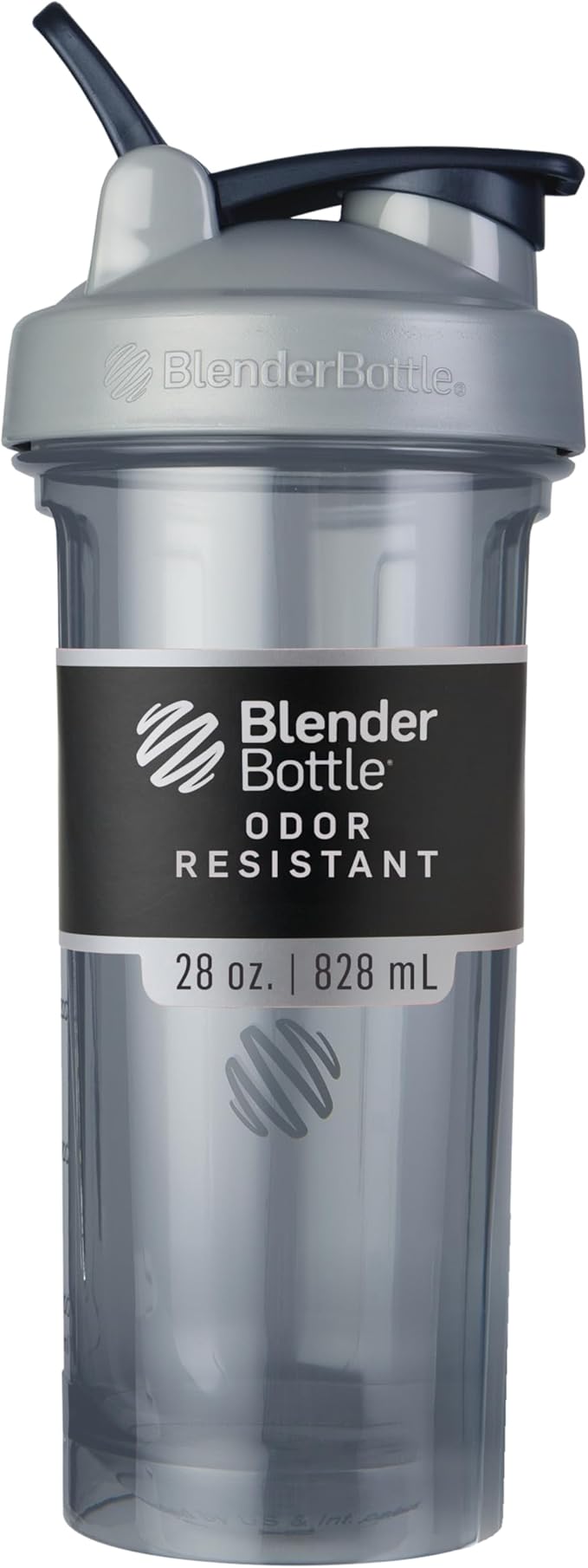 BlenderBottle Shaker Bottle Pro Series Perfect for Protein Shakes and Pre Workout, 28-Ounce, Full-Color Grey