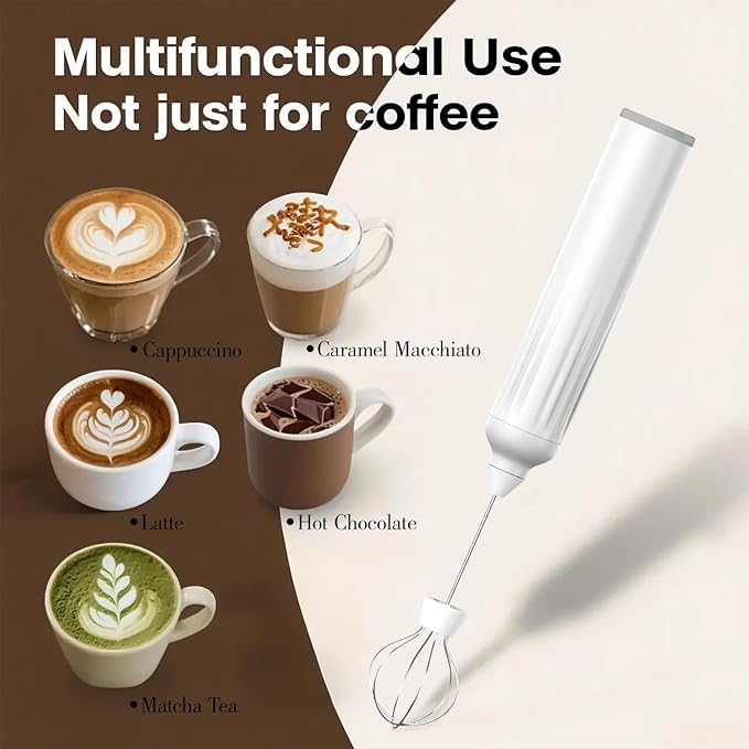 Mulli Rechargeable Milk Frother & Stand Set - 3-Speed Handheld Electric Frother Whisk for Coffee, Latte, Cappuccino, Matcha, Hot Chocolate & Frappe