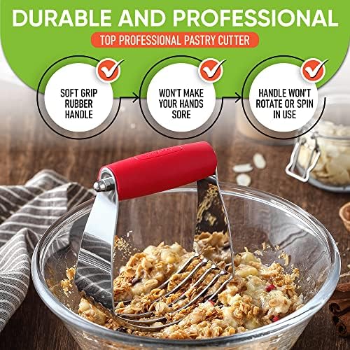 Spring Chef Medium Dough Blender Hand Tool - Durable Pastry Cutter - Red - Image 5
