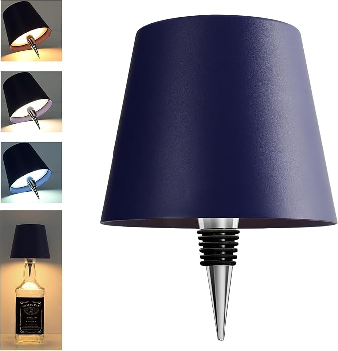2026 Wireless Bottle Lamp,LED Bottle Lights for Liquor & Wine Bottles,Bottle Light with Dimmable(Navy Blue, 1pc)