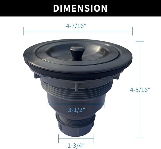 Sink Strainer Kitchen Sink Drain Assembly Kit 3-1/2 Inch with Kitchen Sink Drain Basket,304 Stainless Steel Sink Stopper & Cover Lid，Stainless Steel Matt Black