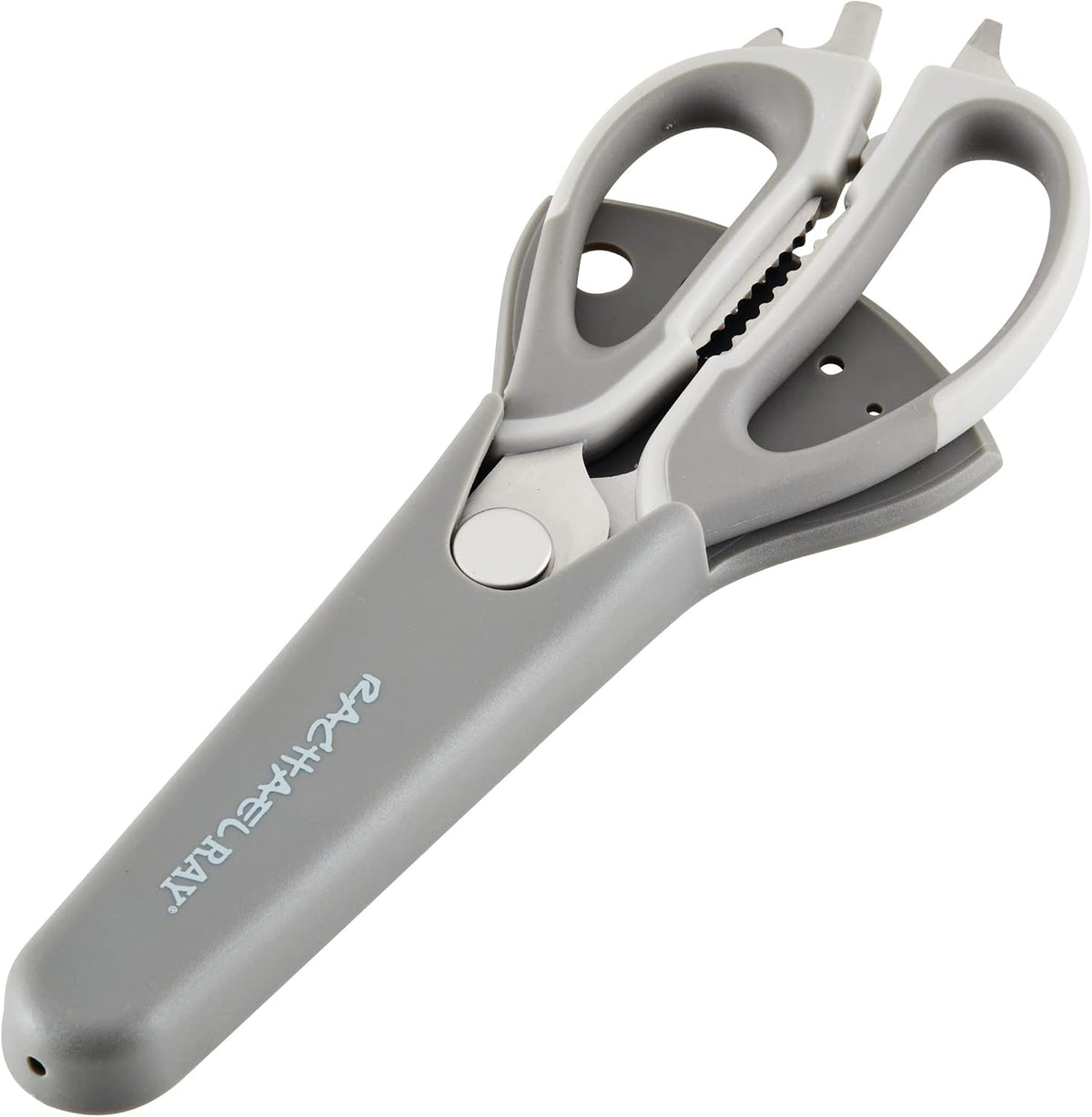 Professional Multi Shear Kitchen Scissors with Herb Stripper and Sheath, 2 Piece, Gray