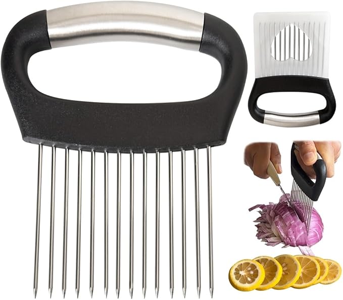 Large Onion Holder for Slicing,Food Slice Holder,Kitchen Chopper Assistant Tool for Vegetable Slicers,Fruit Cutters,Meat Tenderizers,Home Kitchen Tool with Protective Cover Gifts for Mom Grandma Women