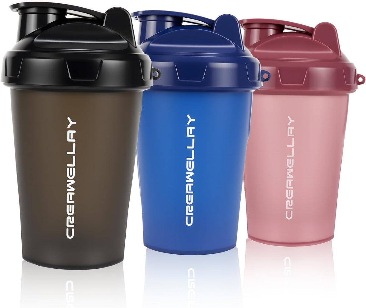 3 Pack Shaker Bottles for Protein Mixes, 17 oz Small Protein Shaker Bottle with Handle, Gym Shaker Cups with Blending Ball for Pre Workout, BPA-Free & Dishwasher Safe (Black, Pink, Blue)