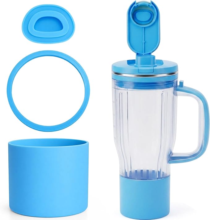 Personal Blender Accessories for Ninja Blendboss DB351BL, Leak-Proof Kit with Silicone Tumbler Boot, Spill Stopper & Sealing Ring, Cup not included (Blue Raspberry)
