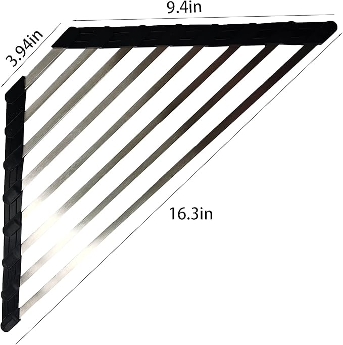Ahyuan Corner Sink Dish Drainer over the Sink Dish Drying Rack Corner Dish Rack SUS304 Cubic Stainless Still Kitchen Sponge Holder Corner Sink Sponge Caddy Dish Rack (Black)