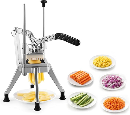 VEVOR French Fry Cutter, 1/2" Blade Commercial Vegetable Chopper, Lever-Action Vegetable Dicer with Ergonomic Handle, Stainless Steel Potato Slicer for Thick Cut Fries, Onion, Carrots, Bell Pepper