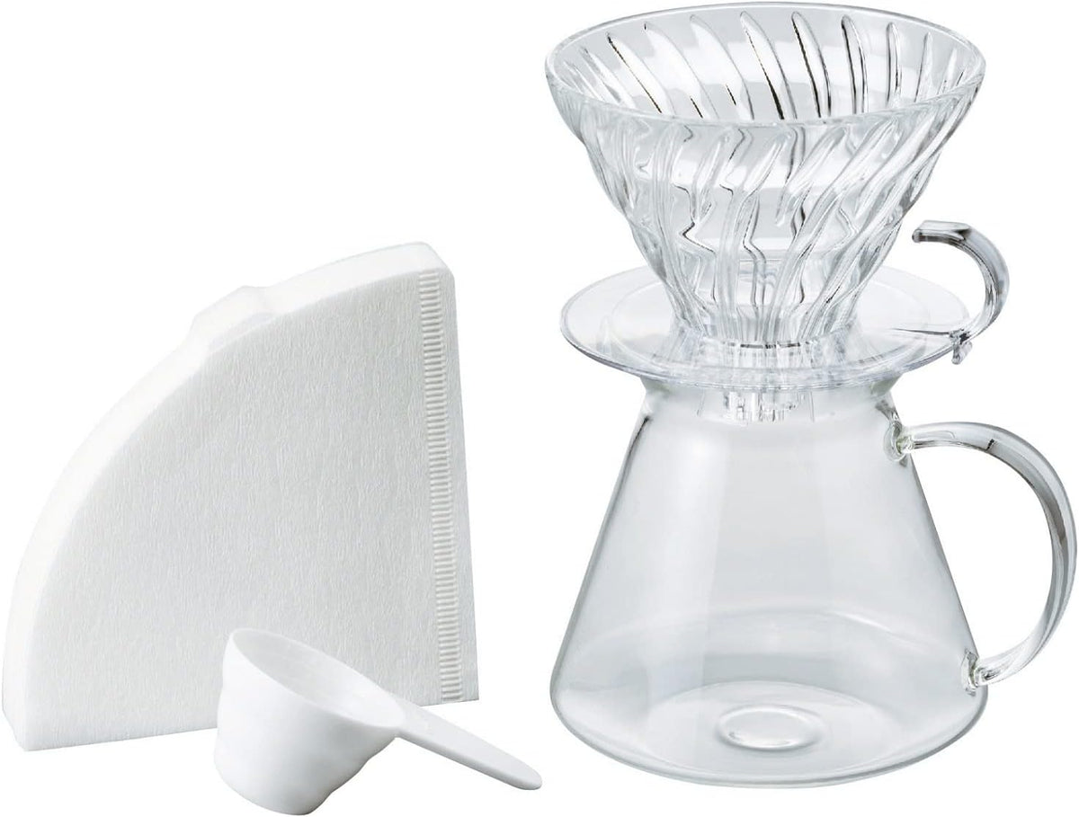 "Simply " V60 Glass Pour Over Coffee Set, Size 02