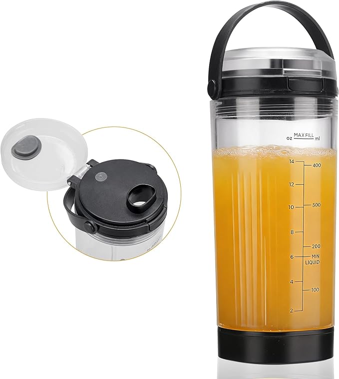 Blender Replacement Cups for Ninja Blast Portable Blender BC100 Series and BC151 Series, 18oz Blending Vessel Cup & Vessel Cap & Sip Lid with Carry Handle