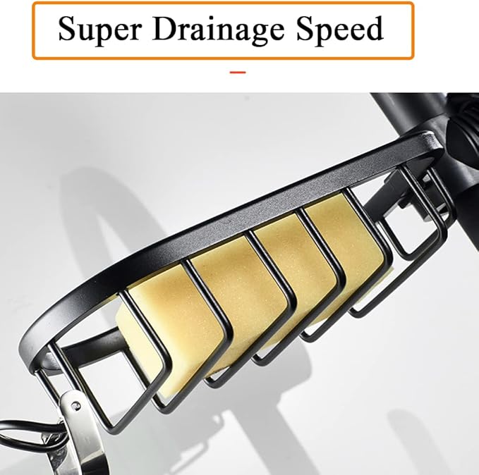 Kitchen Faucet Sponge Holder Sink Caddy Organizer Over Faucet Hanging Faucet Drain Rack for Sink Organizer (Black-Normal)