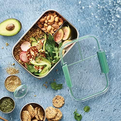 Microwave Safe Stainless Steel Bento Lunch Box, 3 Compartments
