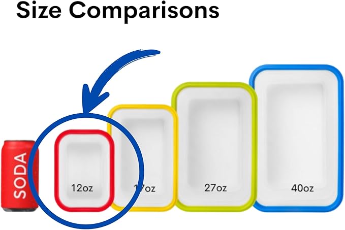 ECOBERI Collapsible Food Storage Containers, Silicone Small 4 Piece 12 oz Set, BPA-Free Food Storage with Airtight Lids, Space-Saving Lunch Containers, Freezer and Dishwasher Safe