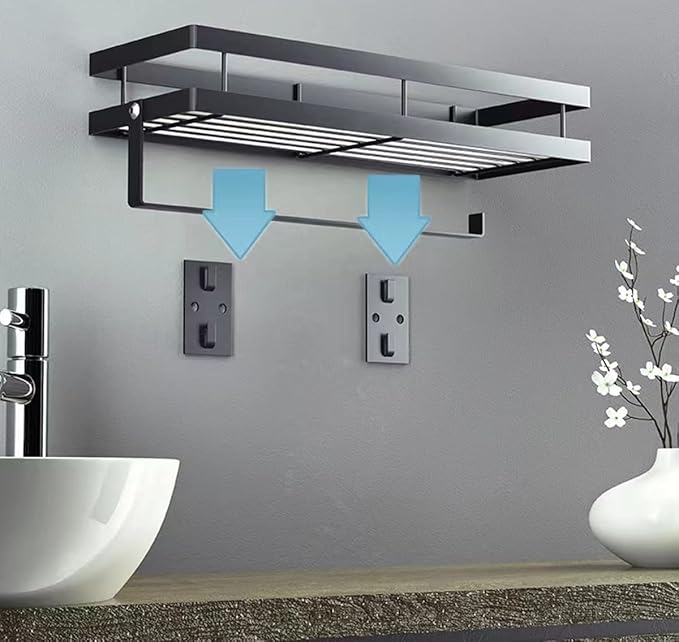 Spice Rack Organizer Wall Mounted with Paper Towel Holder, Bathroom Shelves Storage Shelves,Space Saving Spice Organizer，Sturdy Hanging Organizer with 4 Detachable Hooks for Kitchen and Bathroom