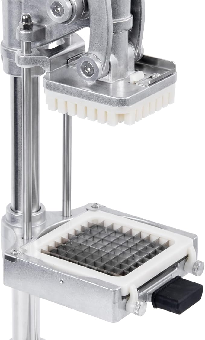 2-in-1 Commercial Juicer & Vegetable Chopper – Heavy Duty Cast Iron Manual Citrus Press with Stainless Steel Food Dicer, French Fry Cutter, 1/2" 3/8" 1/4" Blades for Potatoes