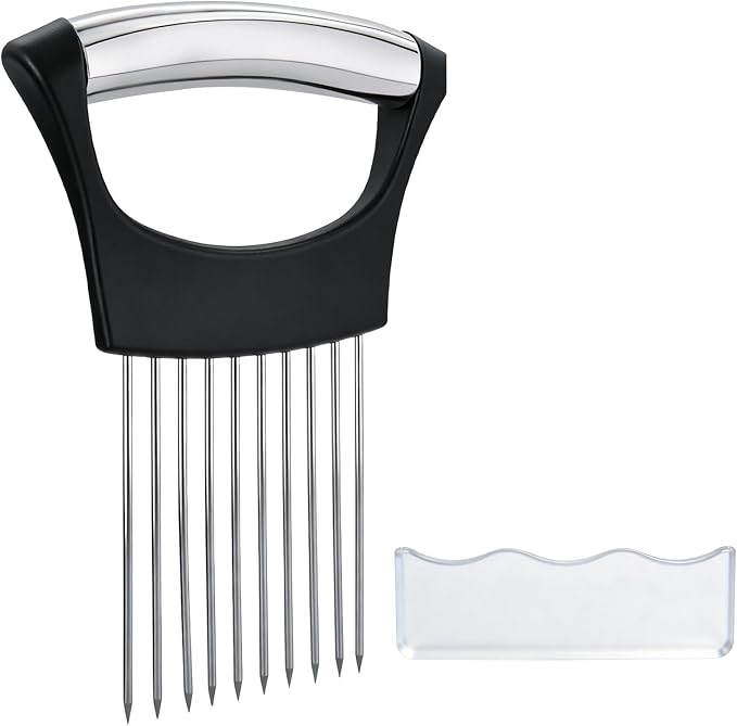 Onion Slicer Holder, with Protective Case, Stainless Steel Onion Cutter Tool for Kitchen, Meat, Lemon, Potato, Tomato, Avocado & Egg, Vegetable & Fruit Slicing Assistant