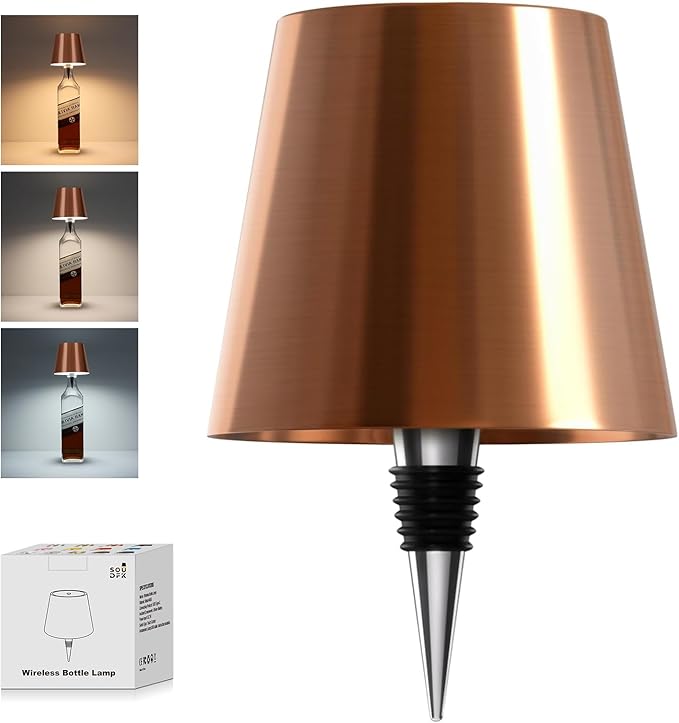 Wireless Bottle Lamp, 2026 New 3 Color Rechargeable Led Wine Bottle Lights for Bars Restaurants (Champagne, 1PC)