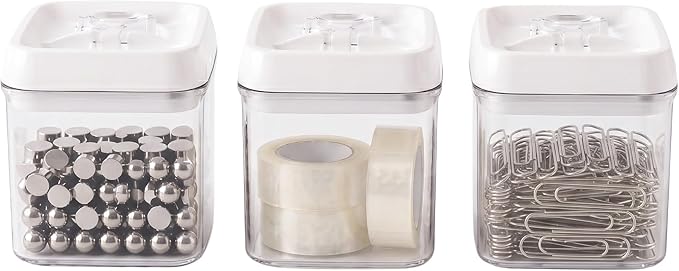 Felli Flip Tite Food Storage Container 4" Small Size Airtight Lid Lock Top, Stackable Kitchen Canister for Space Saving, Pantry Fridge Cupboard Organizer, Spice Seasoning Pet Treats Snack (0.5 qt)