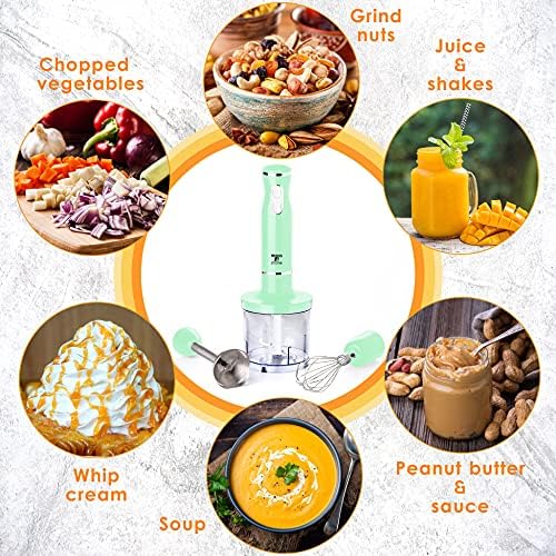 Hand Blender Electric With Egg Whisk & Chopper, Powerful 300 Watt Stick Blender, Hand Mixer Set Stainless Steel Shaft & Blades, Handheld Blender With Ergonomic Handle
