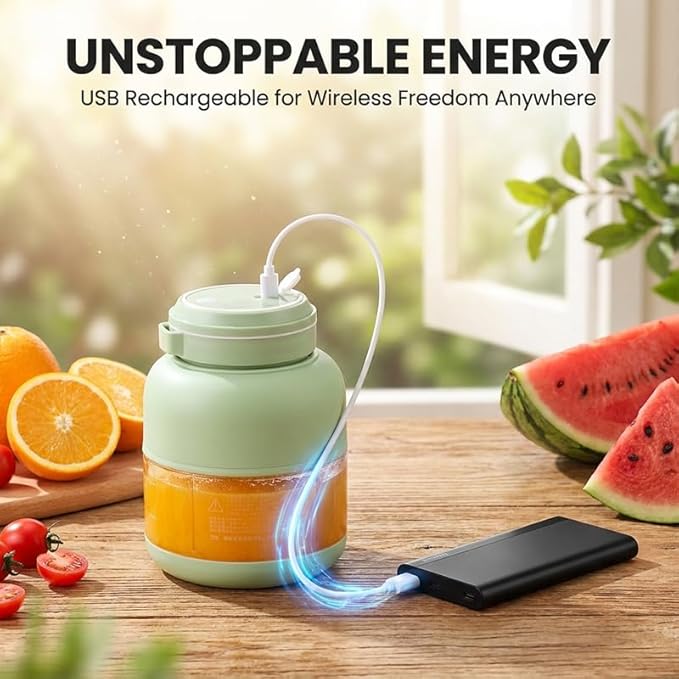 Portable Wireless Juicer Blender Cup: Rechargeable Smoothie Maker with 38 Stainless Steel Blades - Personal Blender for Shakes, Ice Crushing, Travel & Office (white, 1300, Milliliters)