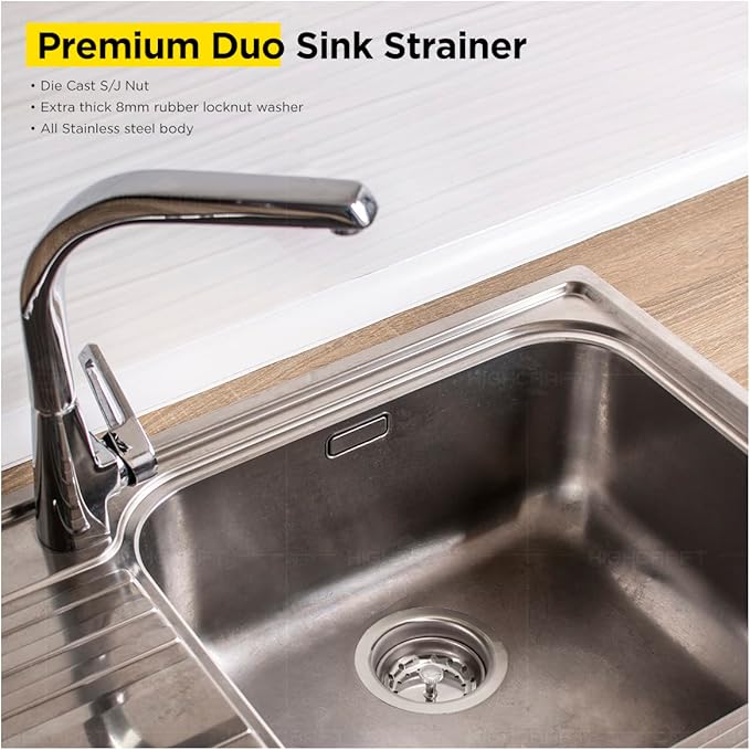 Everflow 7516 Kitchen Sink (3-1/2 Inch) Stainless Steel Drain Assembly With Strainer Basket-and Water Stopper, Single