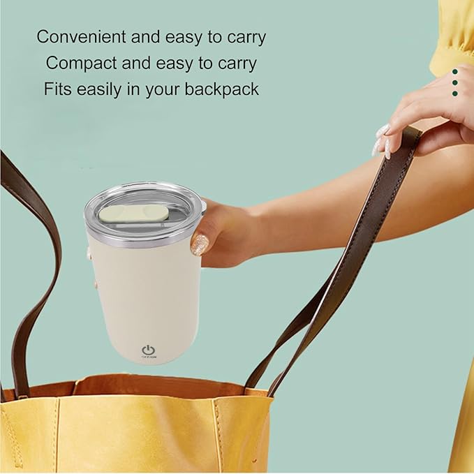 Shaker Bottle 11.8oz Electric Mixer Cup Stainless Steel Self Stirring Blender USB Rechargeable Coffee Mug for Sports, Workouts, Office(Light Yellow)