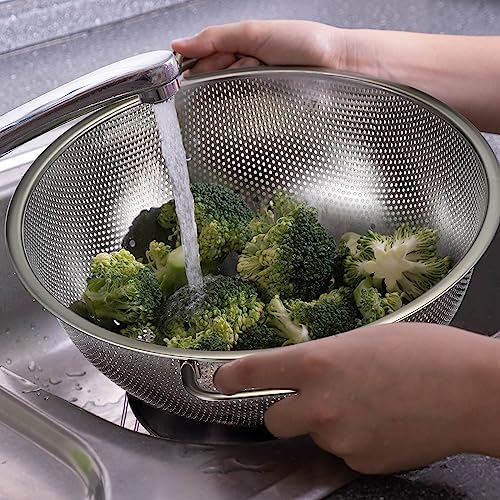 3 Pcs Stainless Steel Colander Set Metal Mesh Strainers, Silver